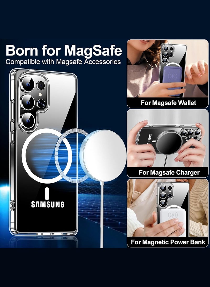 Wtech Samsung Galaxy S26 Ultra 5G 2026 Transparent Magsafe Protective Case, Yellowing Resistant, Scratch-Resistant Back, TPU Magnetic Phone Case Cover - Clear - Image 3